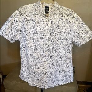 Denim & Flower White and Blue Casual Button Down Shirt XL PTP 23.5”